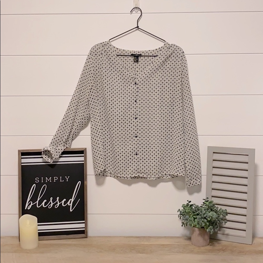Navy and white blouse